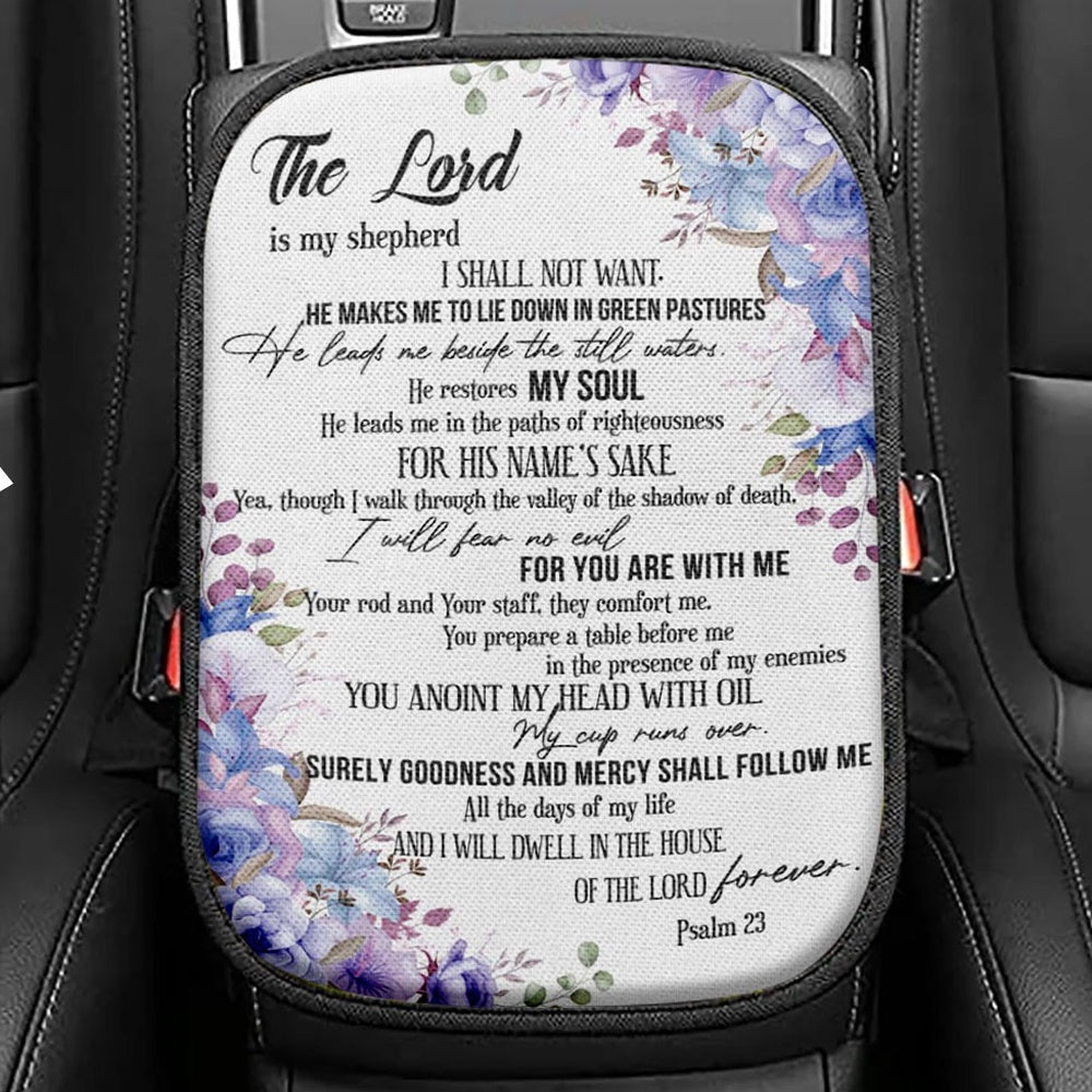 The Lord Is My Shepherd Psalm 23 Seat Box Cover, Bible Verse Car Center Console Cover, Scripture Interior Car Accessories