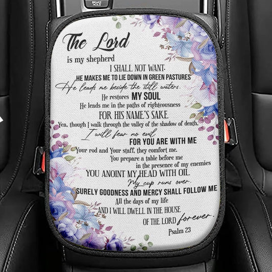 The Lord Is My Shepherd Psalm 23 Seat Box Cover, Bible Verse Car Center Console Cover, Scripture Interior Car Accessories