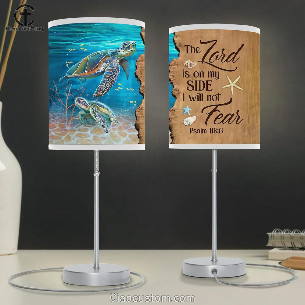 The Lord Is On My Side Sea Turtle Deep Ocean Table Lamp Art - Bible Verse Lamp Art - Room Decor Christian