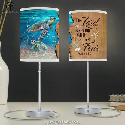 The Lord Is On My Side Sea Turtle Deep Ocean Table Lamp Art - Bible Verse Lamp Art - Room Decor Christian