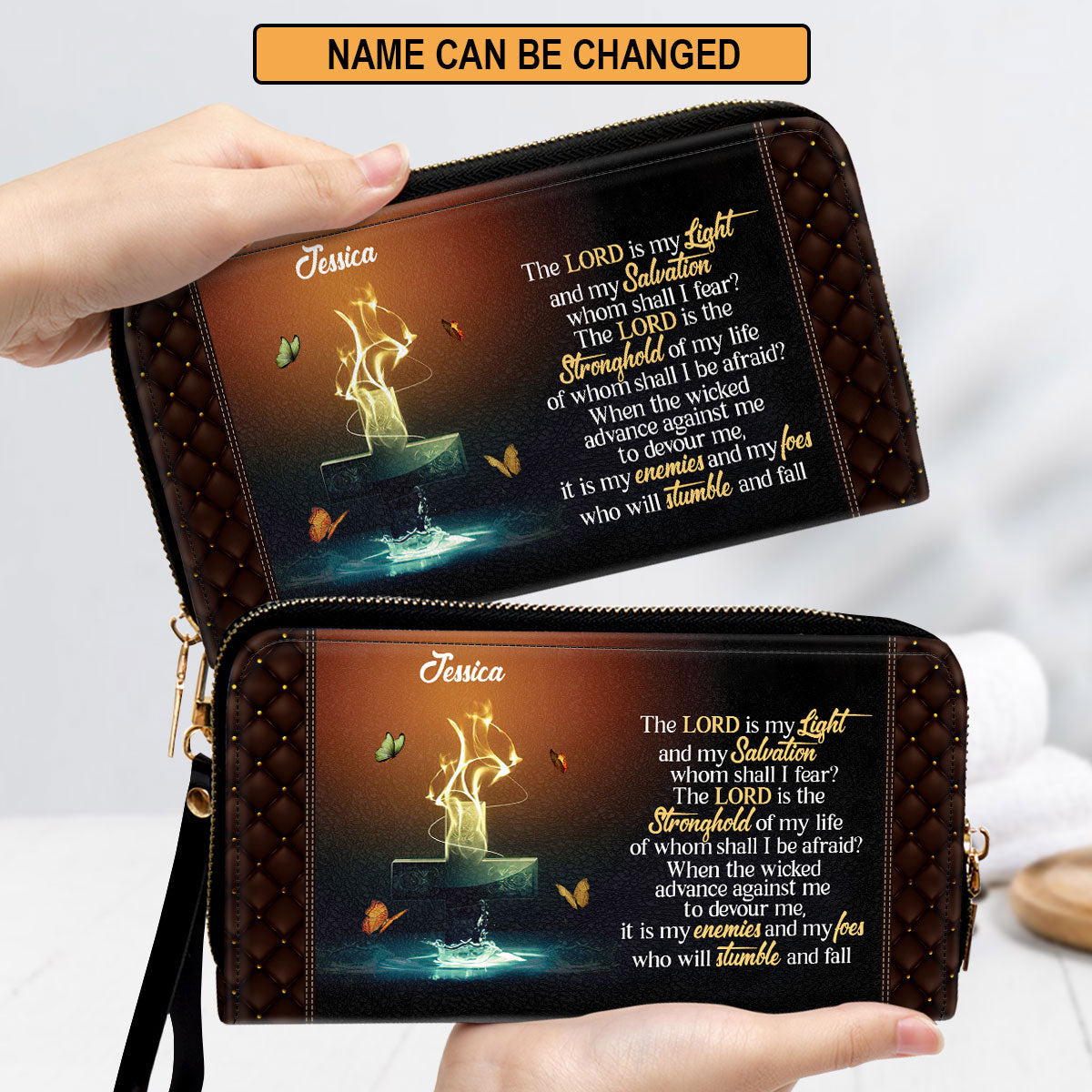 The Lord Is The Stronghold Of My Life Clutch Purse For Women - Personalized Name - Christian Gifts For Women