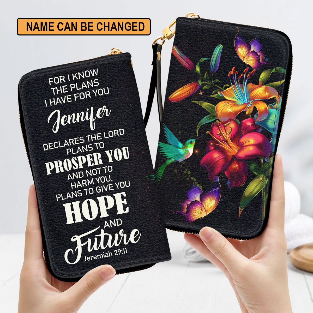 The Lord Plans To Prosper You And Not To Harm You Jeremiah 2911 Gifts For Women Clutch Purse For Women - Personalized Name