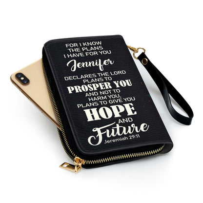 The Lord Plans To Prosper You And Not To Harm You Jeremiah 2911 Gifts For Women Clutch Purse For Women - Personalized Name