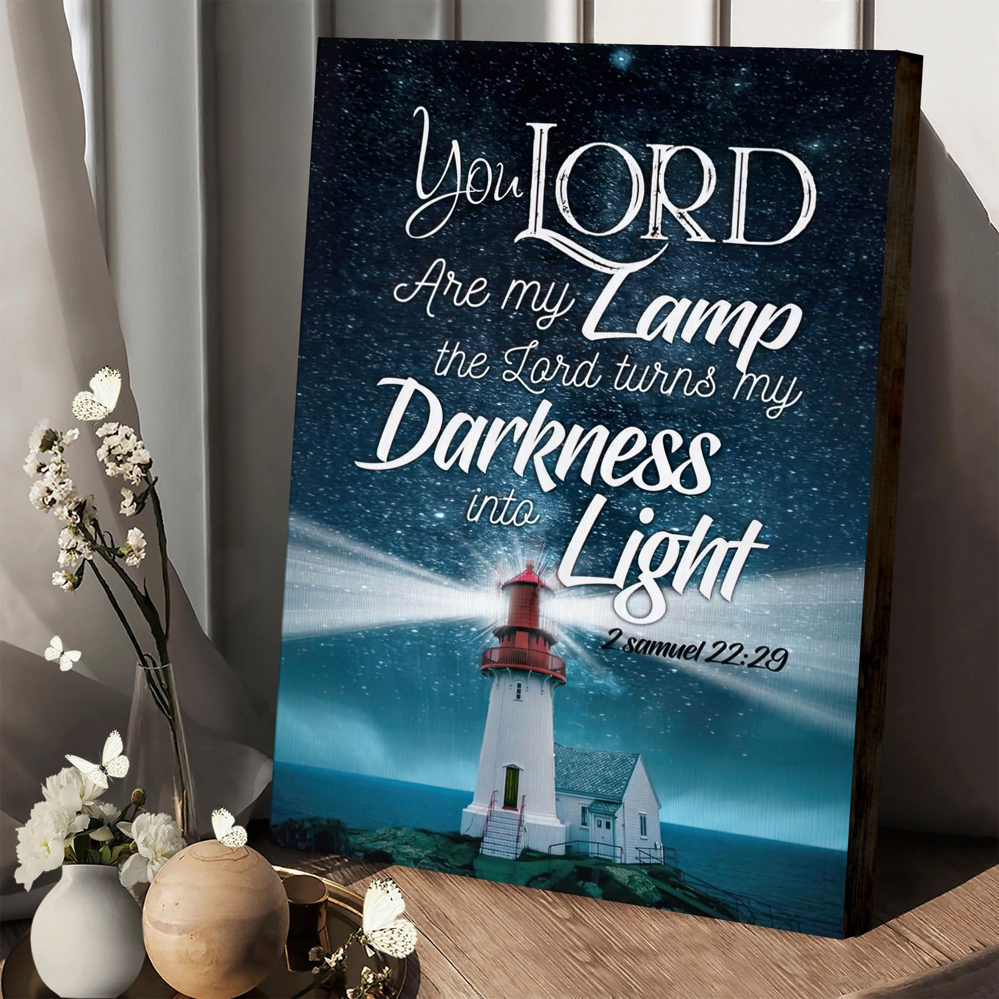The Lord Turns My Darkness Into Light 2 Samuel 2229 Bible Verse Wall Art Canvas