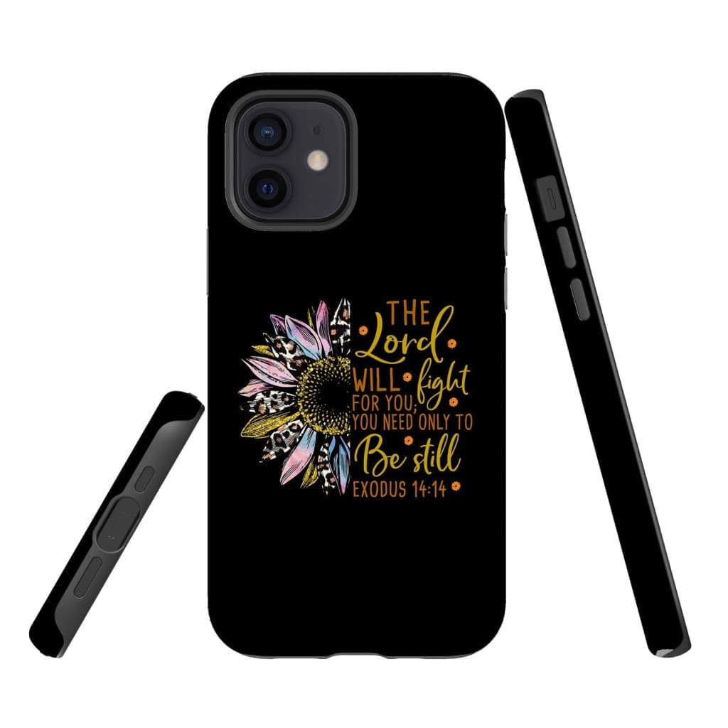 The Lord Will Fight For You - Half Leopard Sunflower - Christian Phone Case - Inspirational Bible Scripture iPhone Cases
