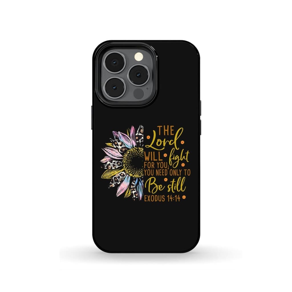 The Lord Will Fight For You - Half Leopard Sunflower - Christian Phone Case - Inspirational Bible Scripture iPhone Cases