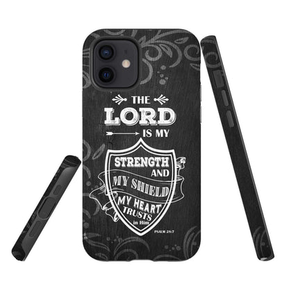 The Lord is my strength and my shield Bible verse phone case - Inspirational Bible Scripture iPhone Cases