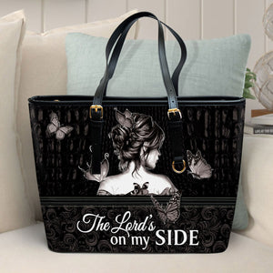 The Lord‘s On My Side Beautiful Large Pu Leather Tote Bag For Women - Mom Gifts For Mothers Day