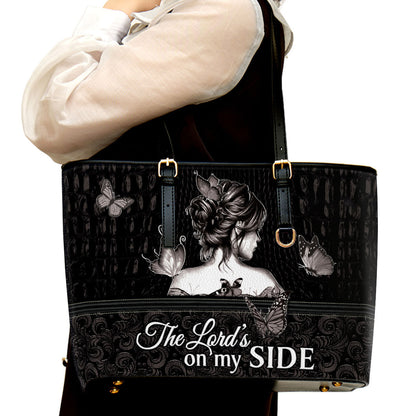 The Lord‘s On My Side Beautiful Large Pu Leather Tote Bag For Women - Mom Gifts For Mothers Day