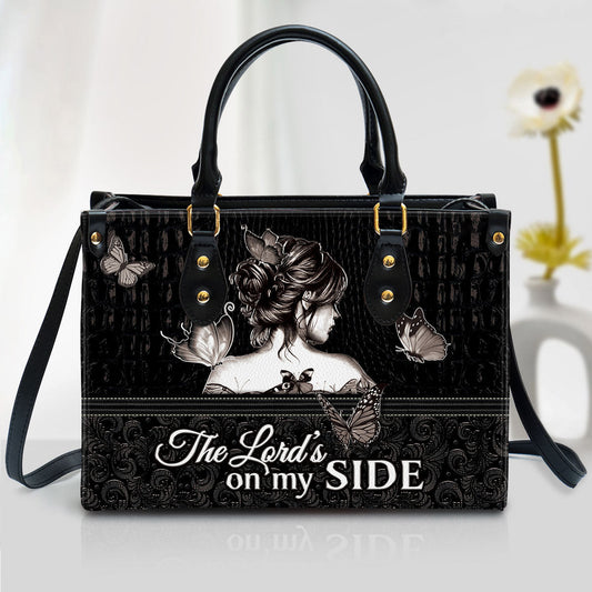 The Lord‘s On My Side Butterfly Leather Handbag - Religious Gifts For Women - Women Pu Leather Bag