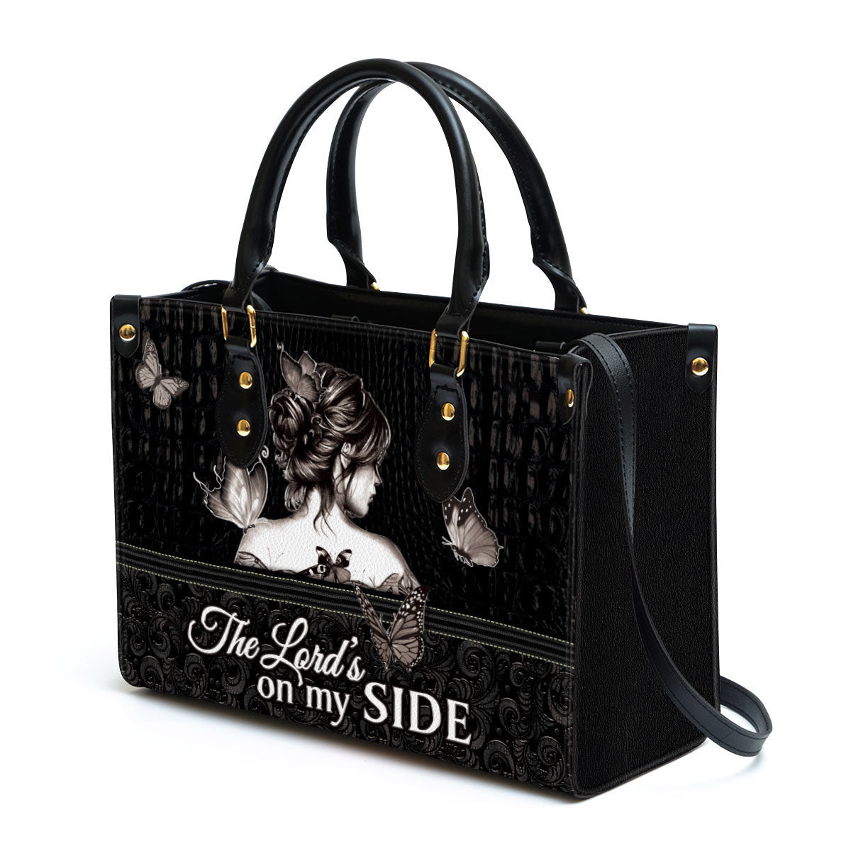 The Lord‘s On My Side Butterfly Leather Handbag - Religious Gifts For Women - Women Pu Leather Bag