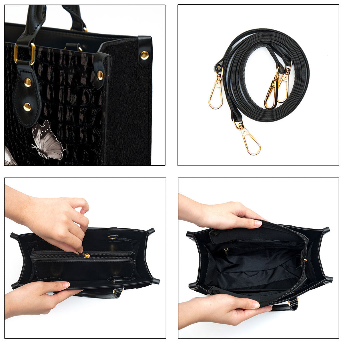 The Lord‘s On My Side Butterfly Leather Handbag - Religious Gifts For Women - Women Pu Leather Bag