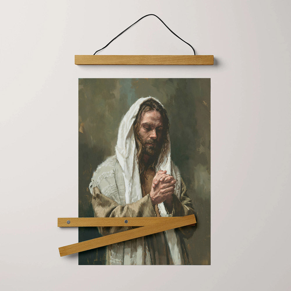 The Lord's Prayer Hanging Canvas Wall Art - Jesus Picture - Jesus Portrait Canvas - Religious Canvas