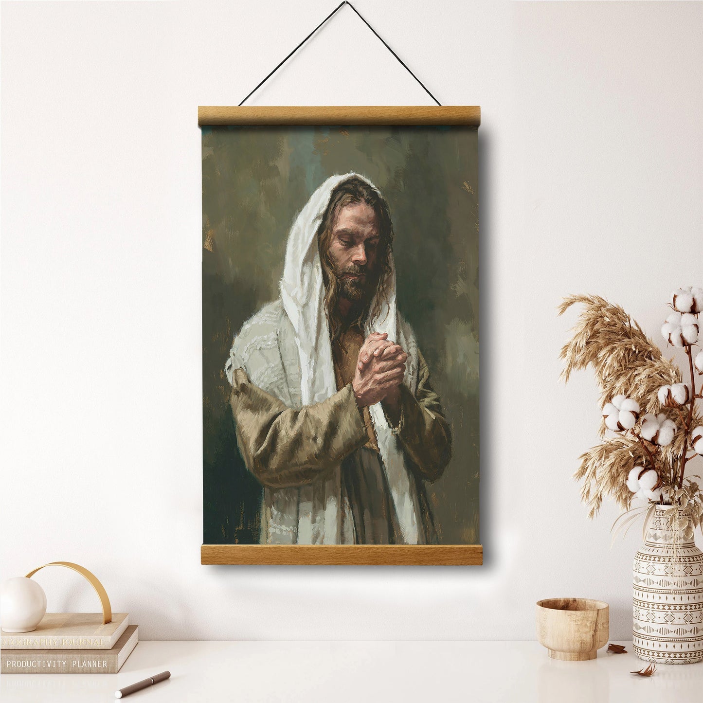 The Lord's Prayer Hanging Canvas Wall Art - Jesus Picture - Jesus Portrait Canvas - Religious Canvas
