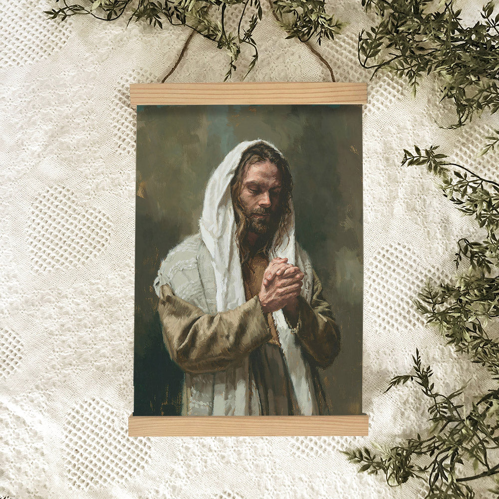 The Lord's Prayer Hanging Canvas Wall Art - Jesus Picture - Jesus Portrait Canvas - Religious Canvas