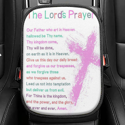 The Lord's Prayer Matthew 6 9 13 Brown Seat Box Cover, Christian Car Center Console Cover