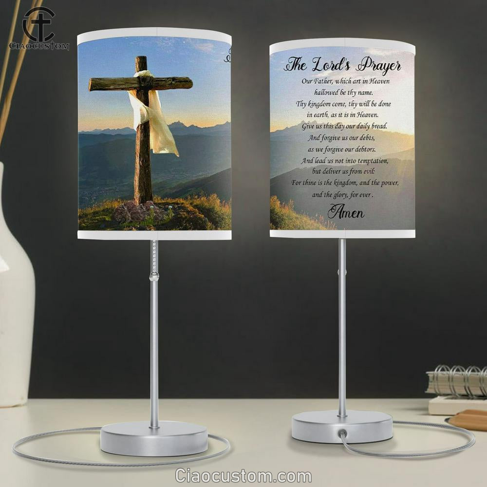 The Lord's Prayer Table Lamp Print - Christian Table Lamp For Bedroom - Christian Room Decor