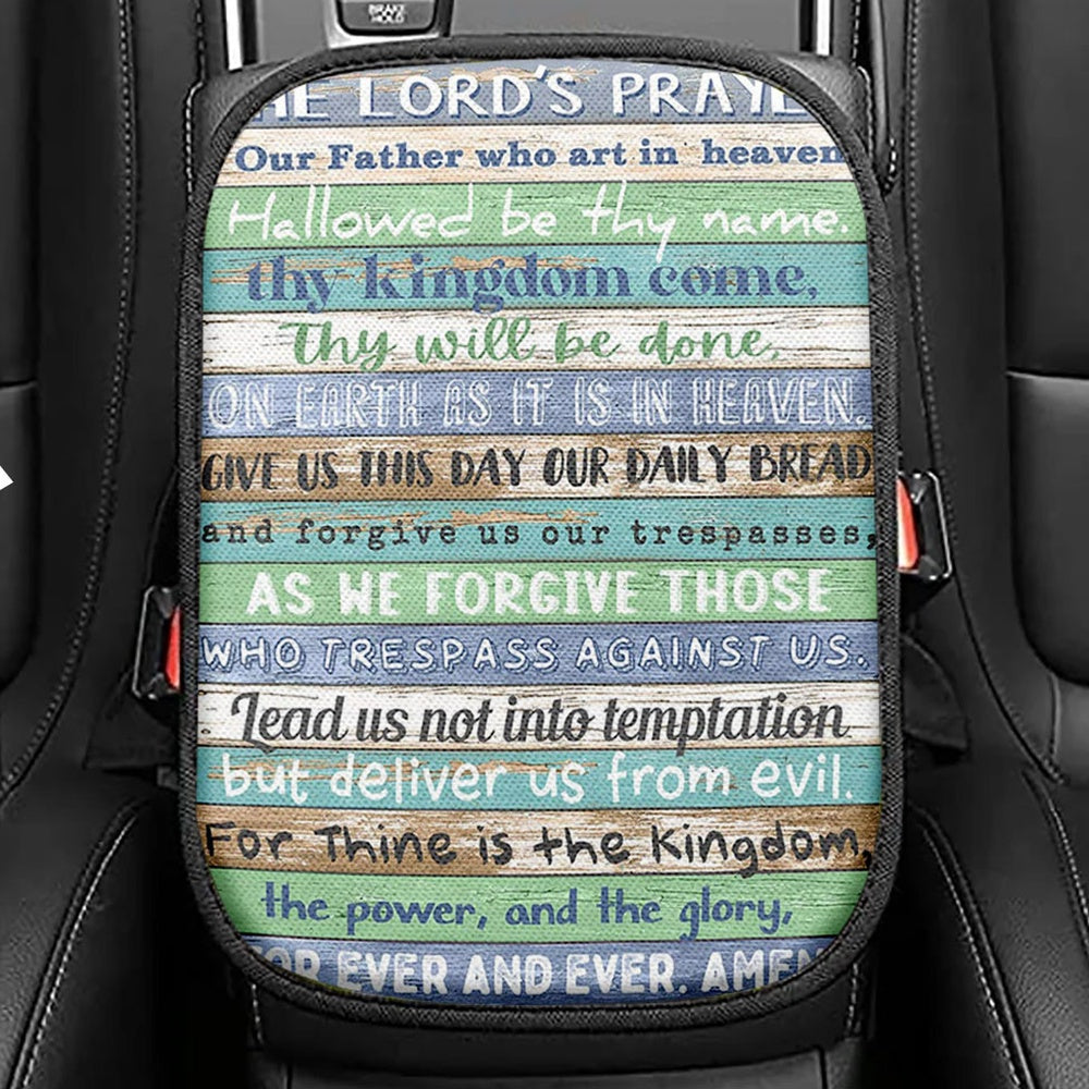 The Lords Prayer Seat Box Cover, Christian Car Center Console Cover