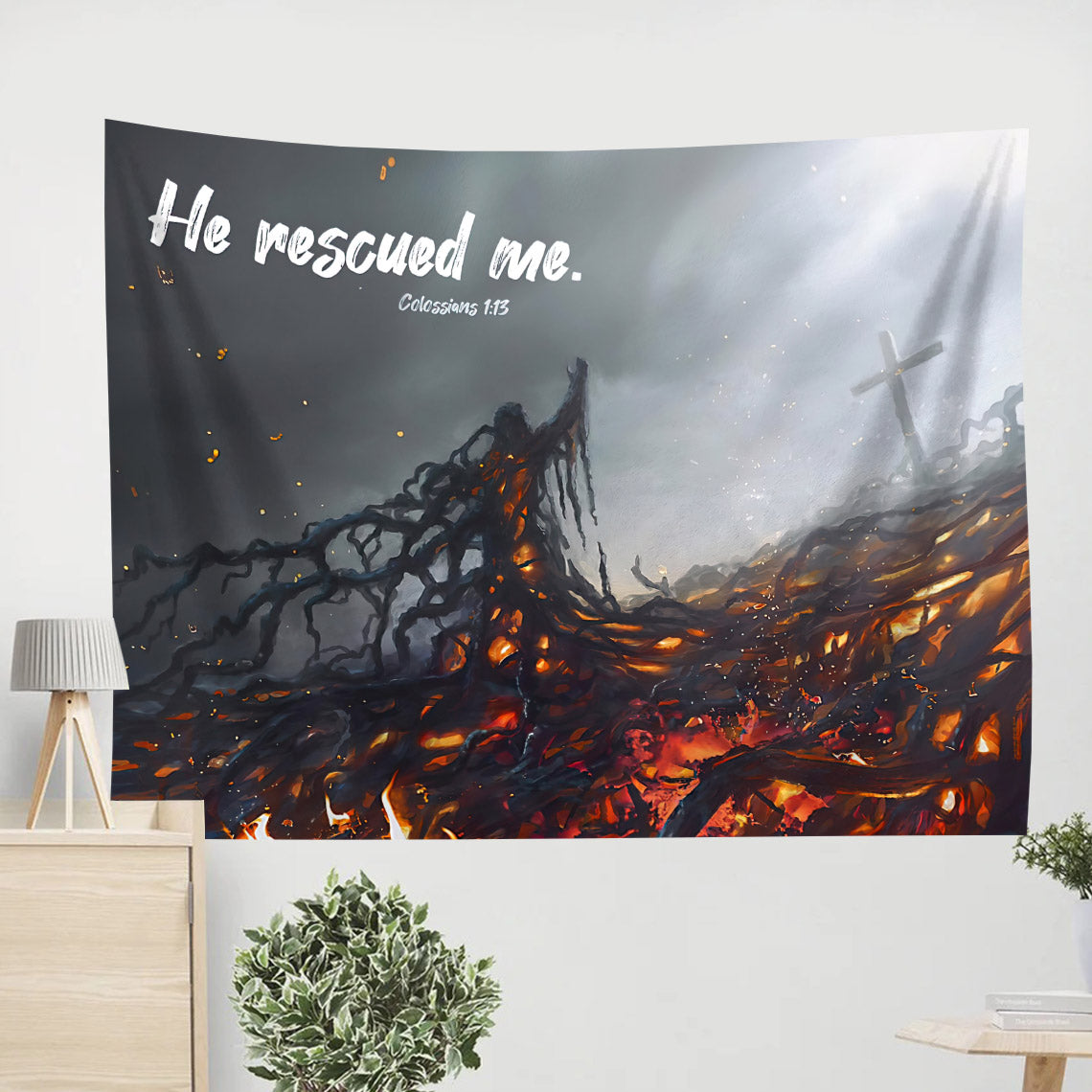 The Moment Of Salvation - He Rescued Us From The Domain Of Darkness Colossians 1 13 - Christian Wall Apestry