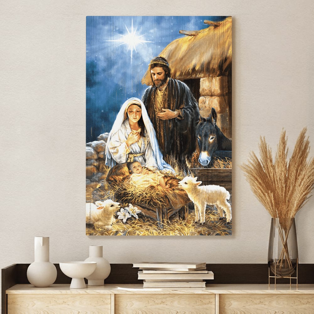 The Night Baby Jesus Was Born Canvas Wall Art - Christian Wall Posters - Religious Wall Decor