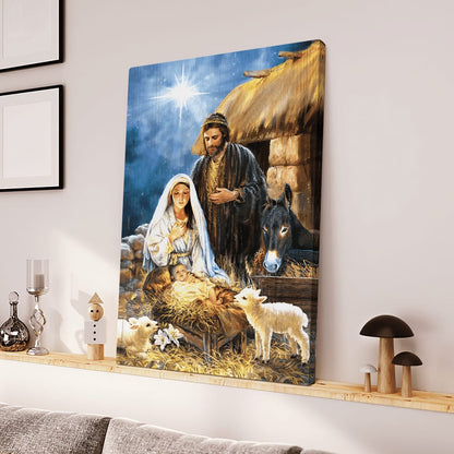 The Night Baby Jesus Was Born Canvas Wall Art - Christian Wall Posters - Religious Wall Decor