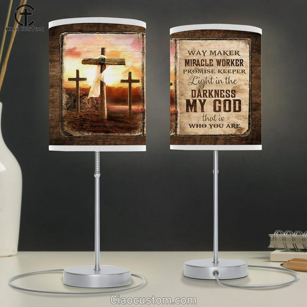 The Old Rugged Crosses Sunset My God Is The Light In The Darkness Table Lamp Art - Bible Verse Lamp Art - Room Decor Christian