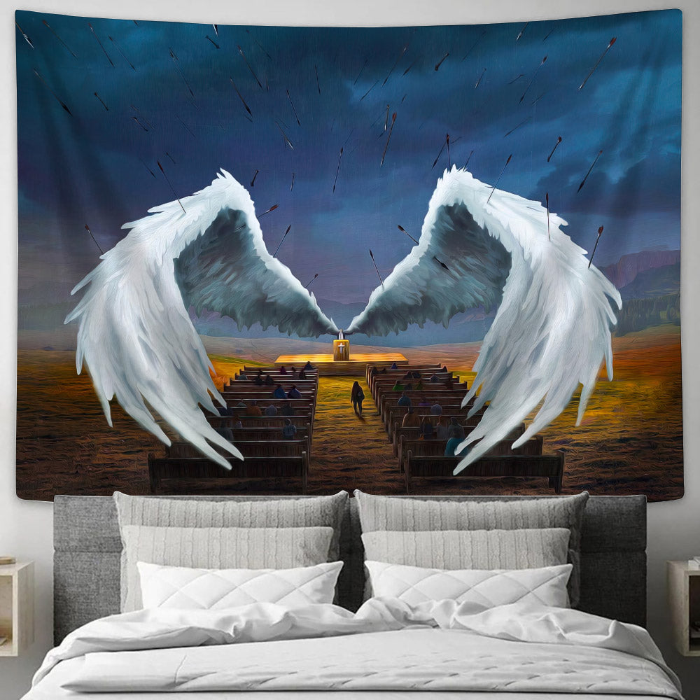 The Pastor Prayer Jesus Wall Tapestry - Tapestry Wall Hanging - Christian Tapestry