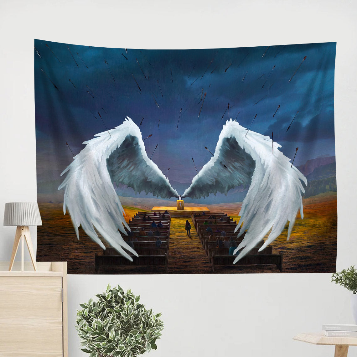 The Pastor Prayer Jesus Wall Tapestry - Tapestry Wall Hanging - Christian Tapestry