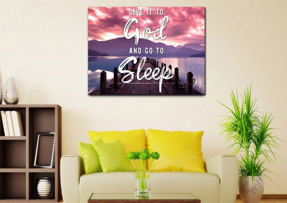 The Pier Give It To God And Go To Sleep Sign, Wall Art & Decor - Christian Canvas Wall Art
