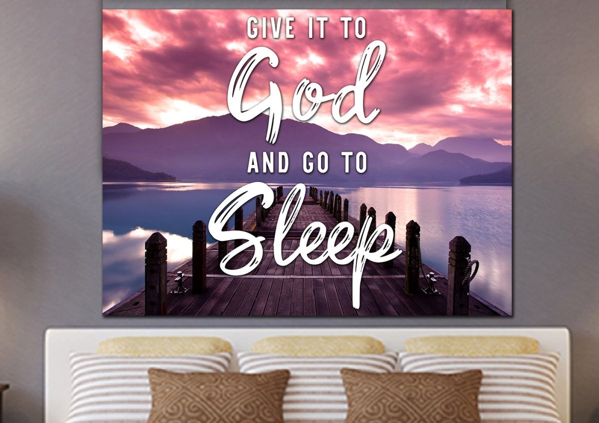 The Pier Give It To God And Go To Sleep Sign, Wall Art & Decor - Christian Canvas Wall Art