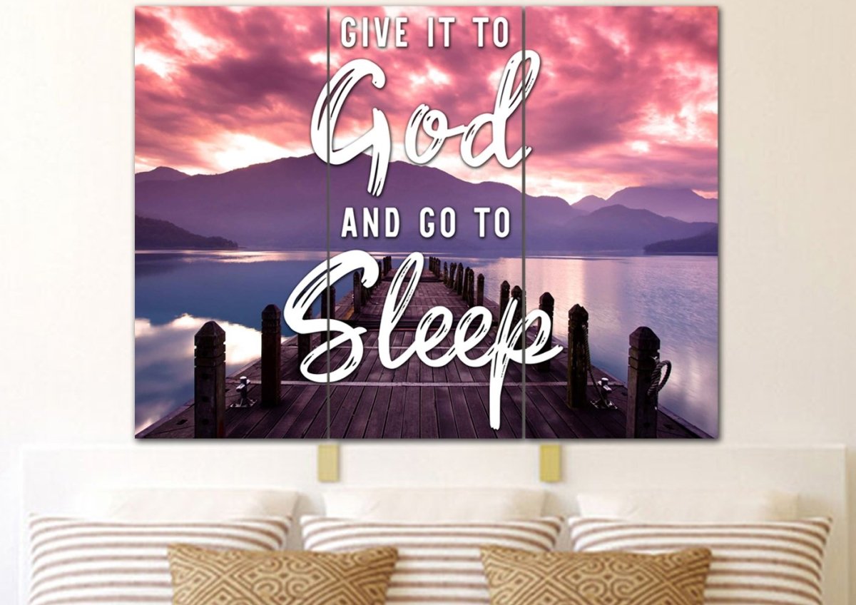 The Pier Give It To God And Go To Sleep Sign, Wall Art & Decor - Christian Canvas Wall Art