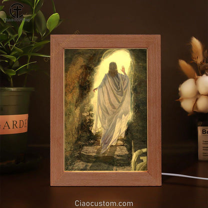 The Resurrection Of Jesus Frame Lamp Pictures - Christian Wall Art - Jesus Frame Lamp Art