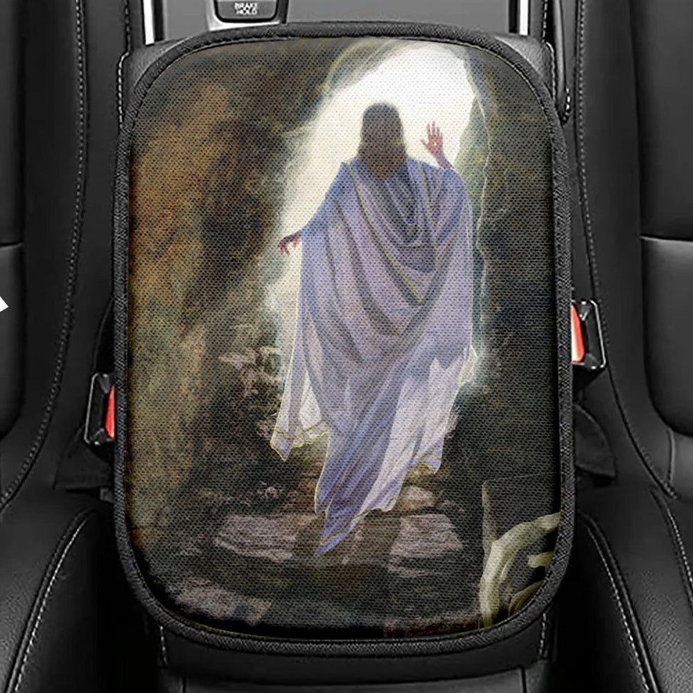 The Resurrection Of Jesus Seat Box Cover, Christian Car Center Console Cover, Jesus Interior Car Accessories