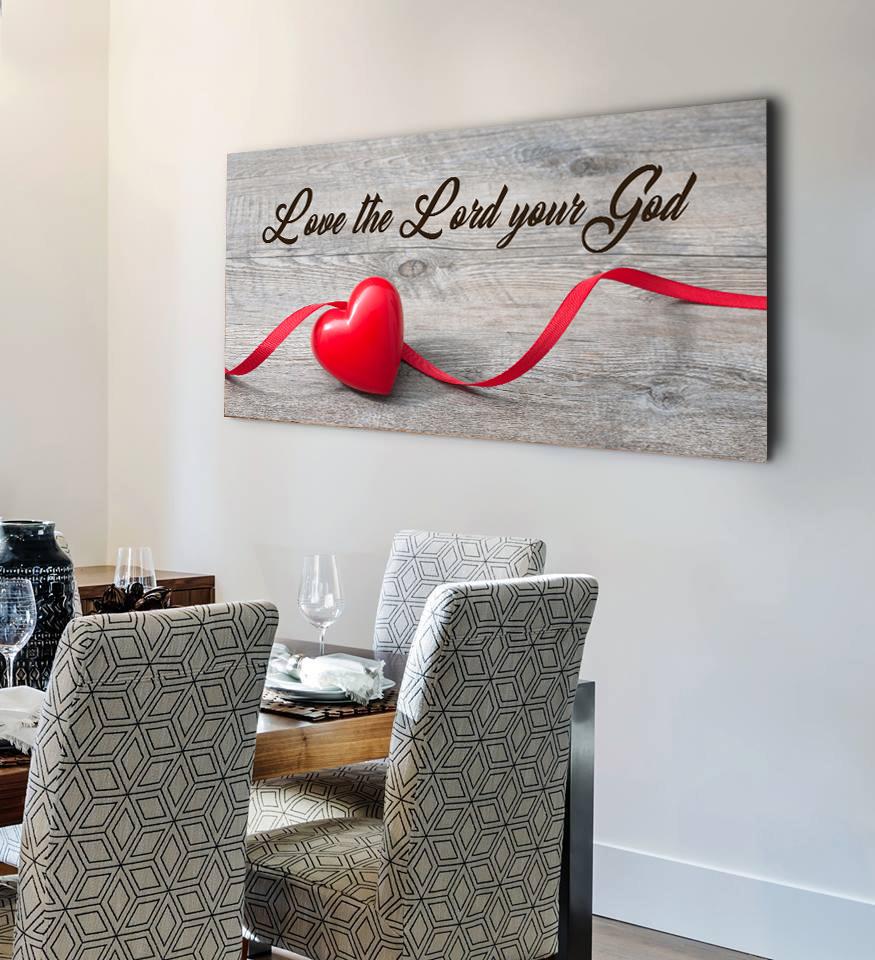 The Ribbon Love The Lord Your God Wall Art - Christian Canvas Wall Art