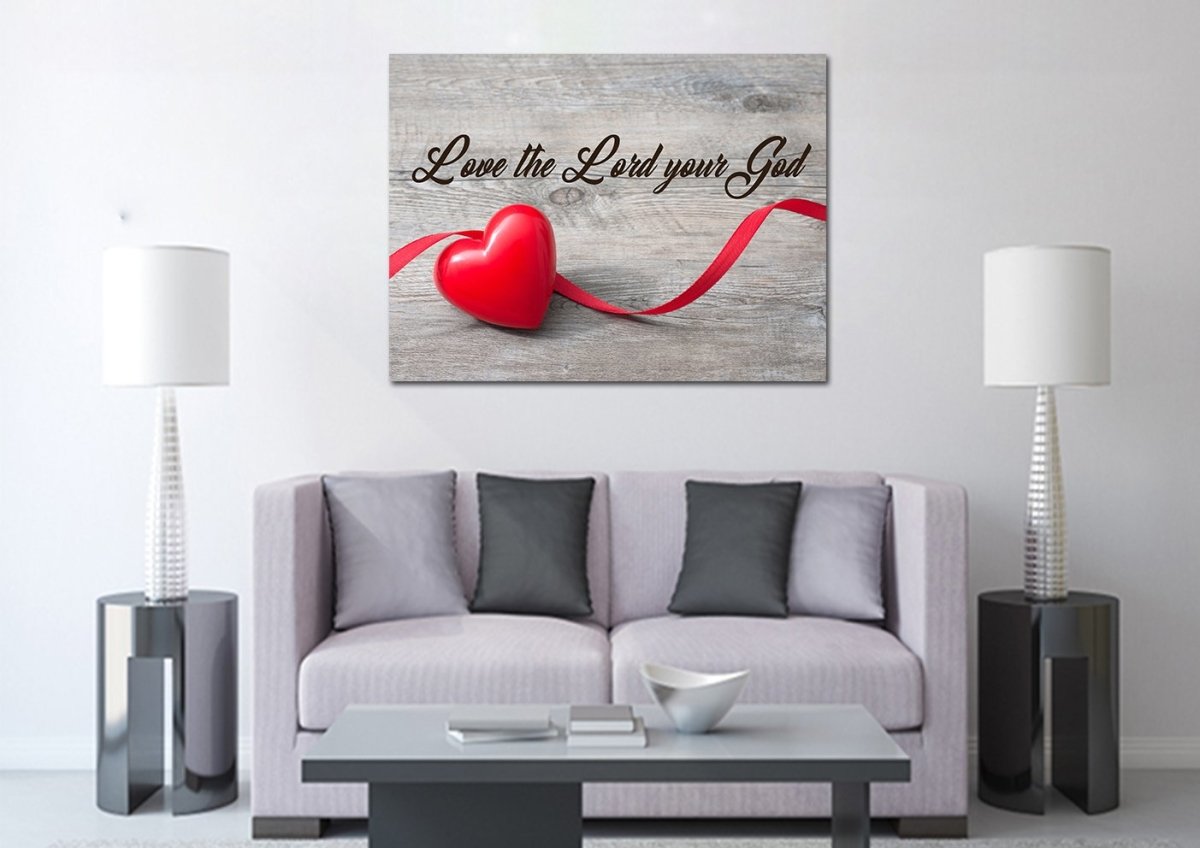 The Ribbon Love The Lord Your God Wall Art - Christian Canvas Wall Art