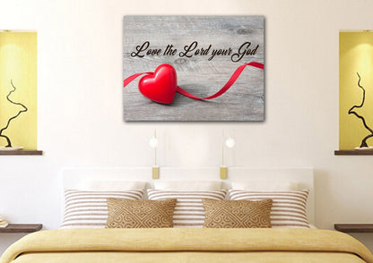 The Ribbon Love The Lord Your God Wall Art - Christian Canvas Wall Art
