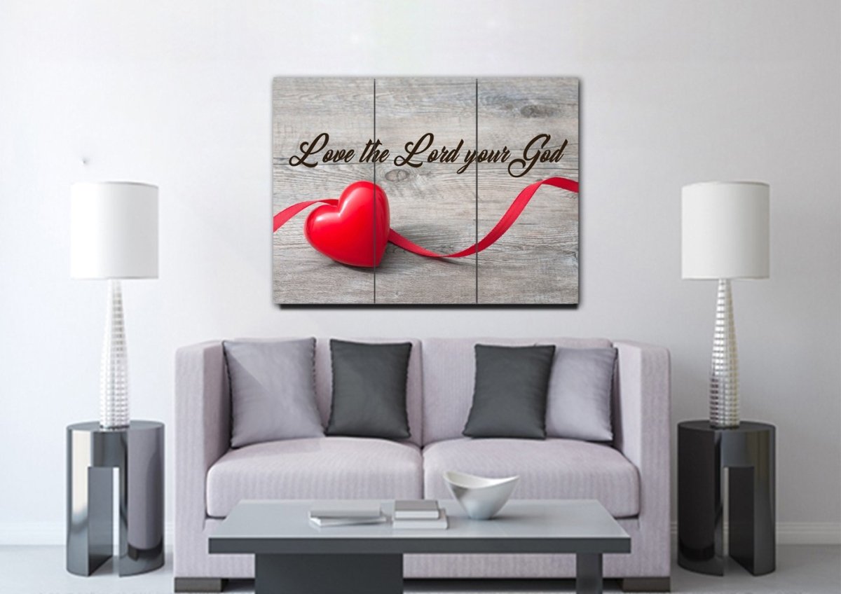 The Ribbon Love The Lord Your God Wall Art - Christian Canvas Wall Art