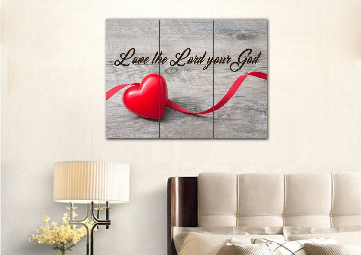 The Ribbon Love The Lord Your God Wall Art - Christian Canvas Wall Art