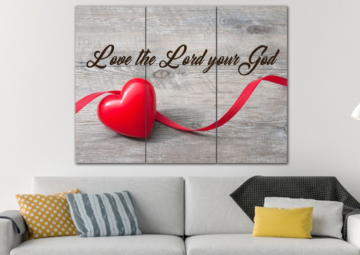 The Ribbon Love The Lord Your God Wall Art - Christian Canvas Wall Art