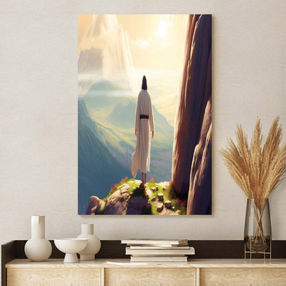 The Risen Jesus Looks Down On The City Jesus Art Risen - Jesus Canvas Pictures - Christian Wall Art