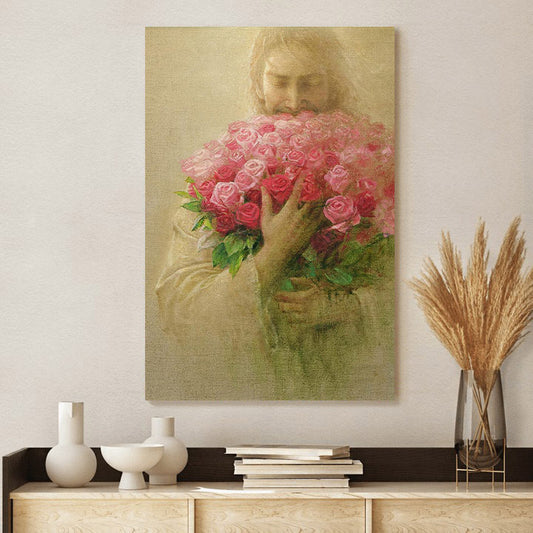 The Rose Of Sharon Canvas Wall Art - Jesus Picture - Jesus Portrait Canvas