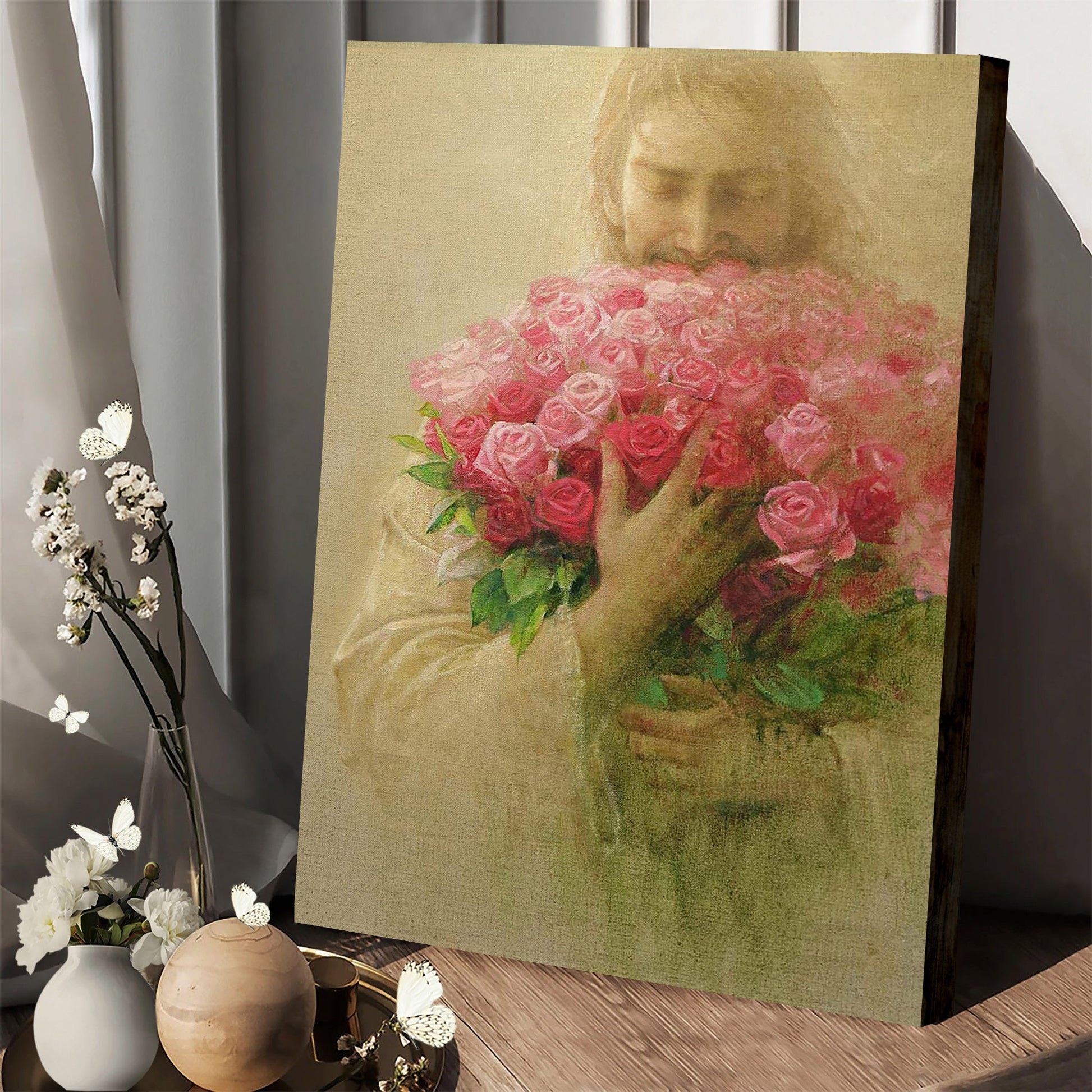 The Rose Of Sharon Canvas Wall Art - Jesus Picture - Jesus Portrait Canvas