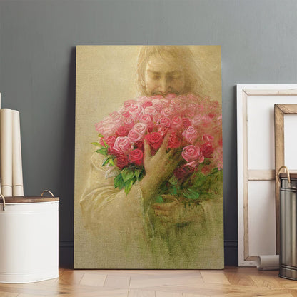 The Rose Of Sharon Canvas Wall Art - Jesus Picture - Jesus Portrait Canvas