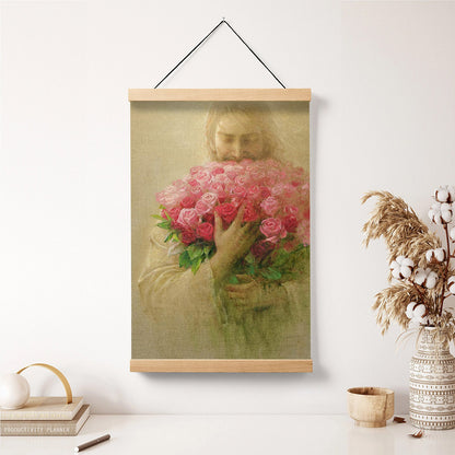 The Rose Of Sharon Hanging Canvas Wall Art - Jesus Picture - Jesus Portrait Canvas - Religious Canvas
