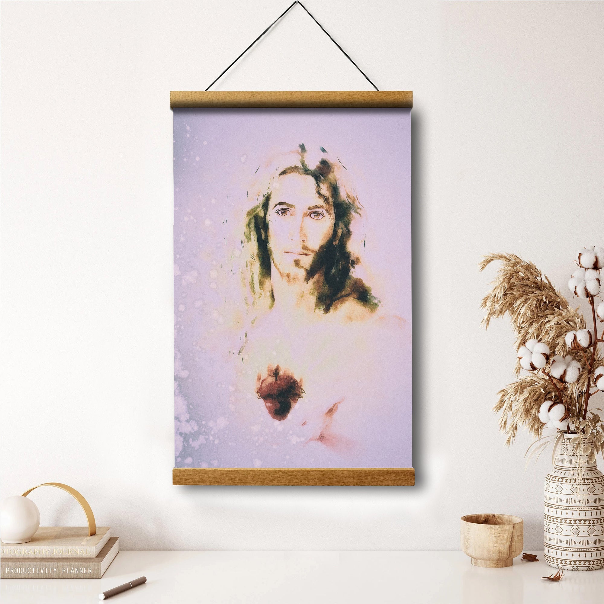 The Sacred Heart Of Jesus Hanging Canvas Wall Art - Jesus Portrait Picture - Religious Gift - Christian Wall Art Decor