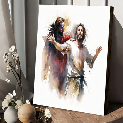 The Saving Grace of Jesus in Watercolor - Jesus Canvas Art - Christian Wall Canvas
