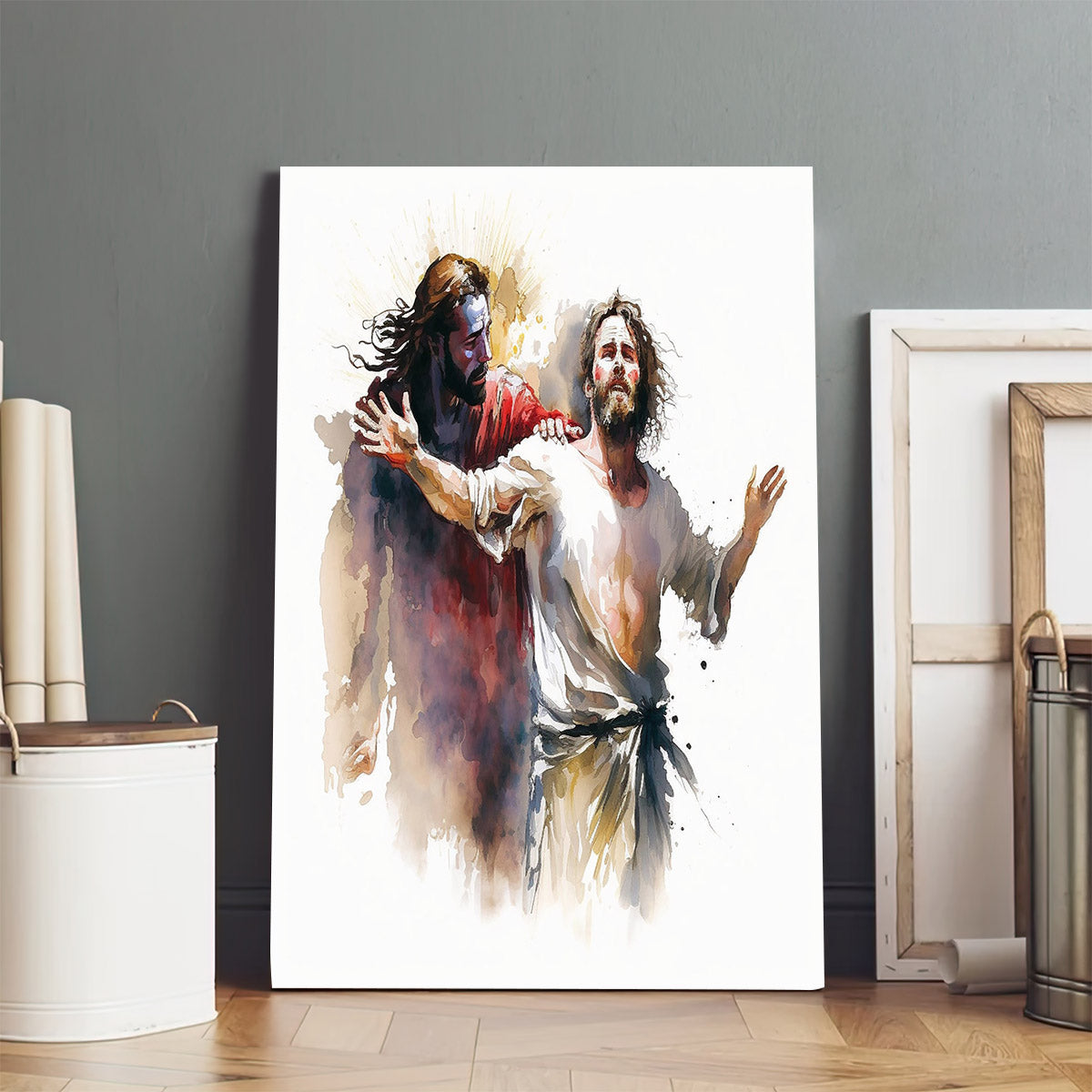 The Saving Grace of Jesus in Watercolor - Jesus Canvas Art - Christian Wall Canvas