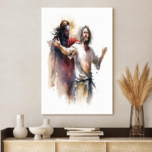 The Saving Grace of Jesus in Watercolor - Jesus Canvas Art - Christian Wall Canvas