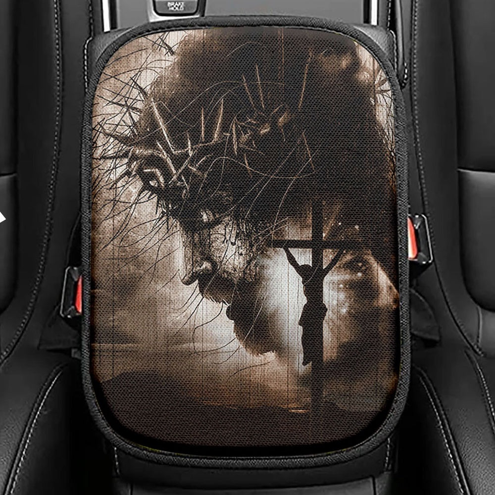 The Saving Hand Of God Seat Box Cover, Christian Car Center Console Cover, Bible Verse Car Interior Accessories
