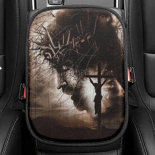 The Saving Hand Of God Seat Box Cover, Christian Car Center Console Cover, Bible Verse Car Interior Accessories